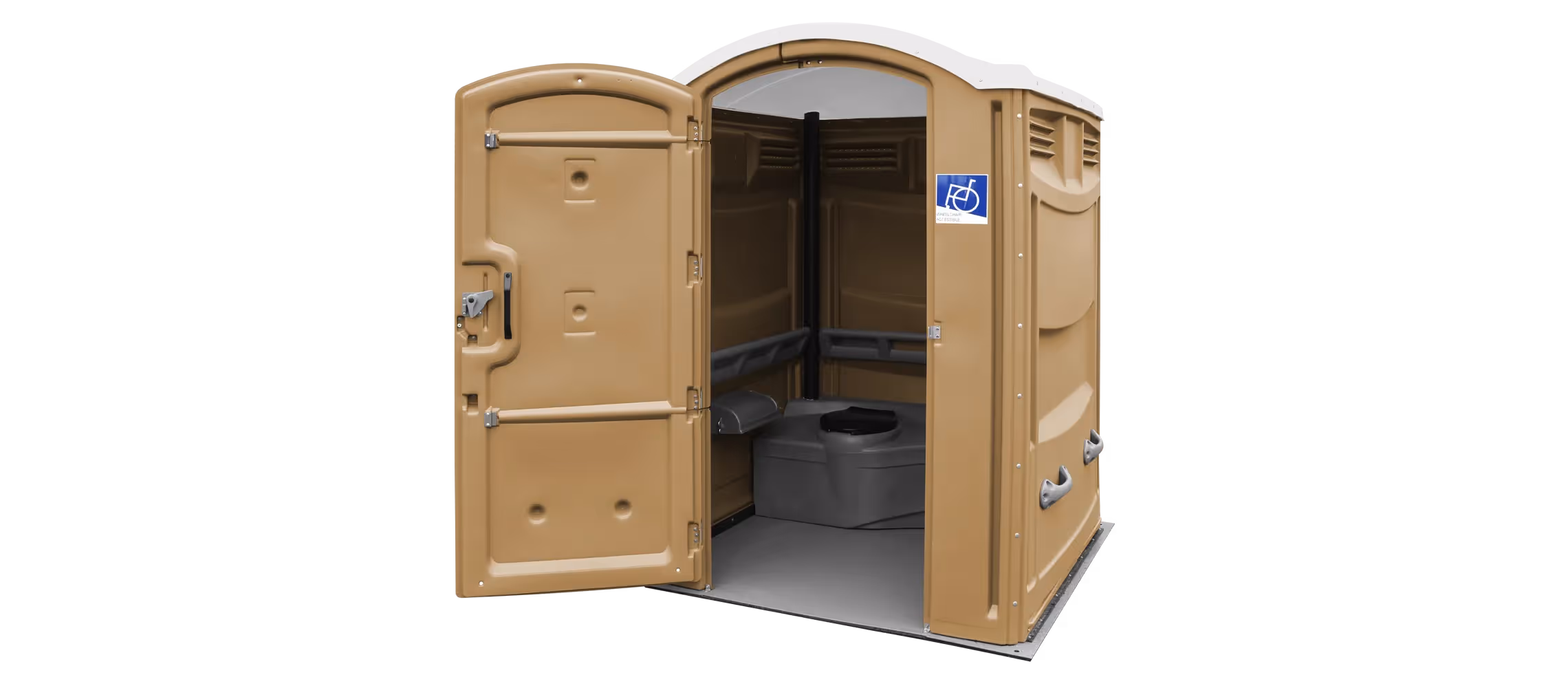 Satellite Industries Liberty accessible portable restroom in sand finish.