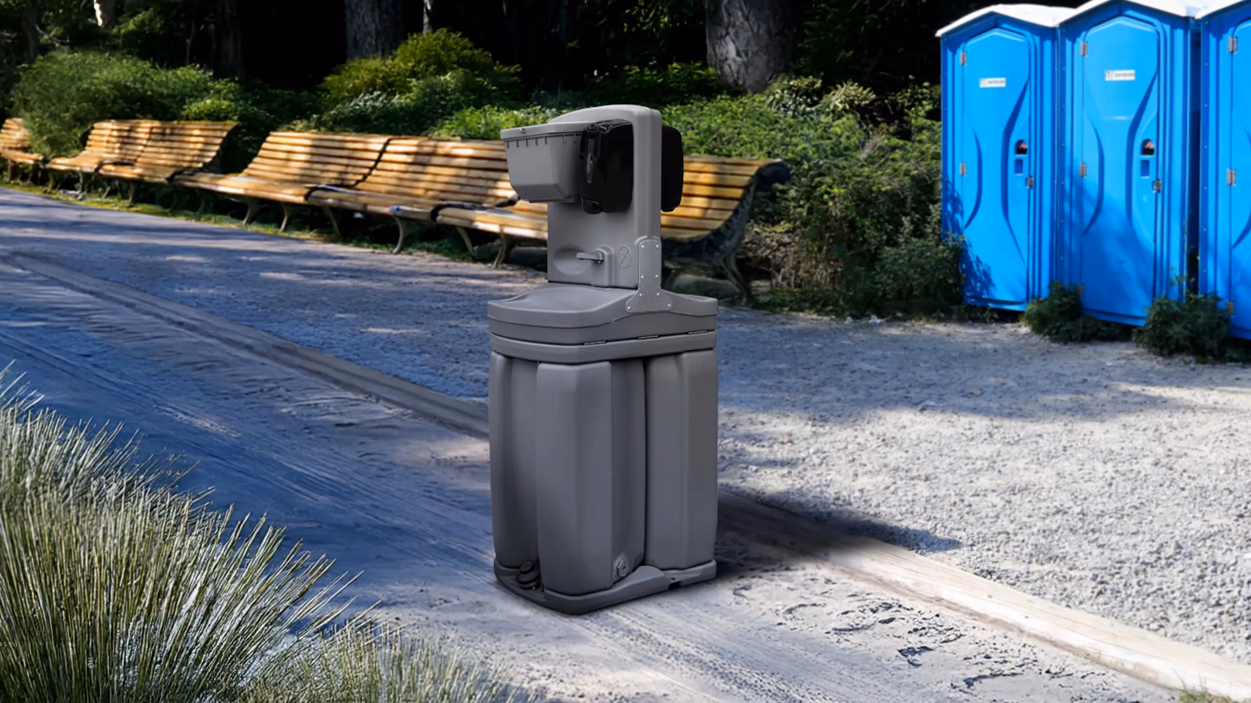 Satellite Industries Tag 4 freestanding wash stand.
